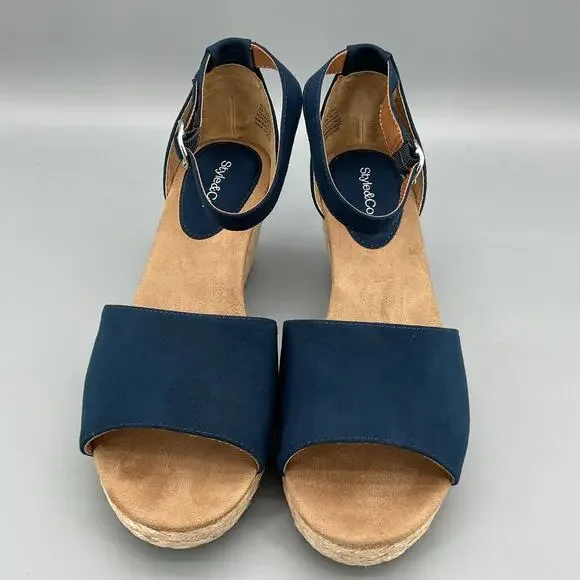 NEW Style & Co Women’s Seleeney Espadrille Wedge Sandals Navy Size 9M - Picture 3 of 10